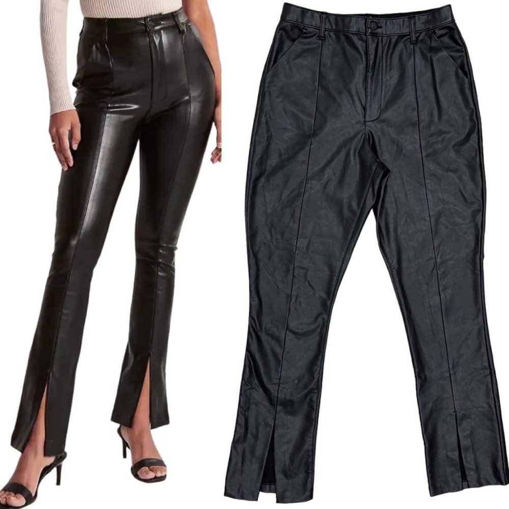 Abercrombie & Fitch The Skinny Ultra High Rise Faux Leather Ankle Slit Pants